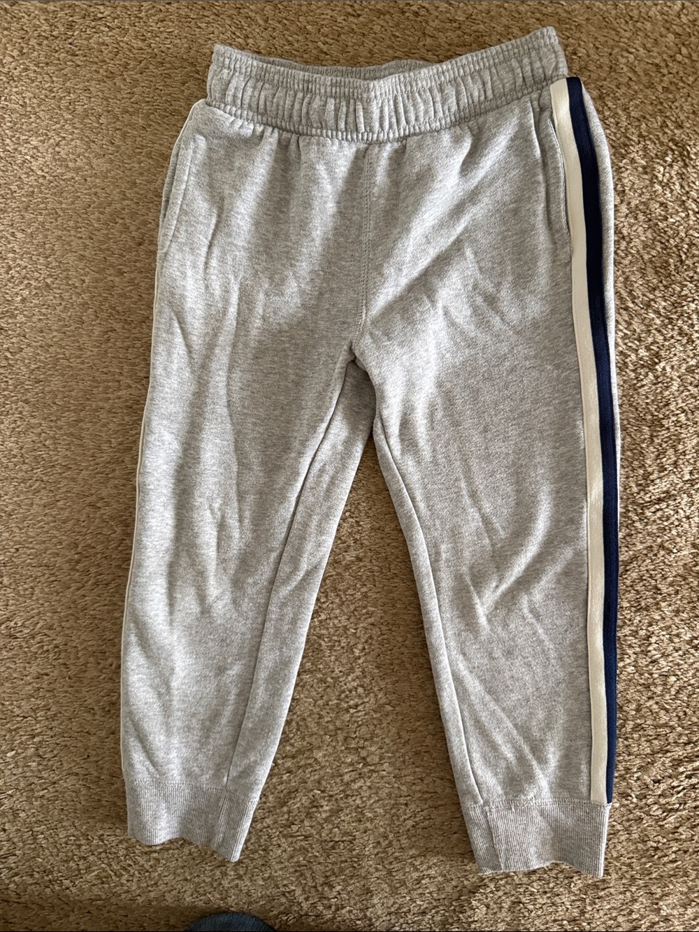 Carter's Gray Sweat Joggers with Navy & Cream Side Stripes size 6